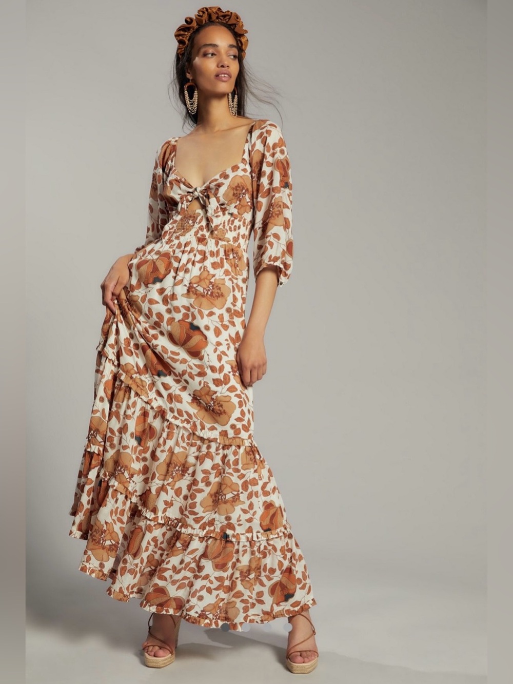 Anthropologie Tiered Floral Maxi Dress